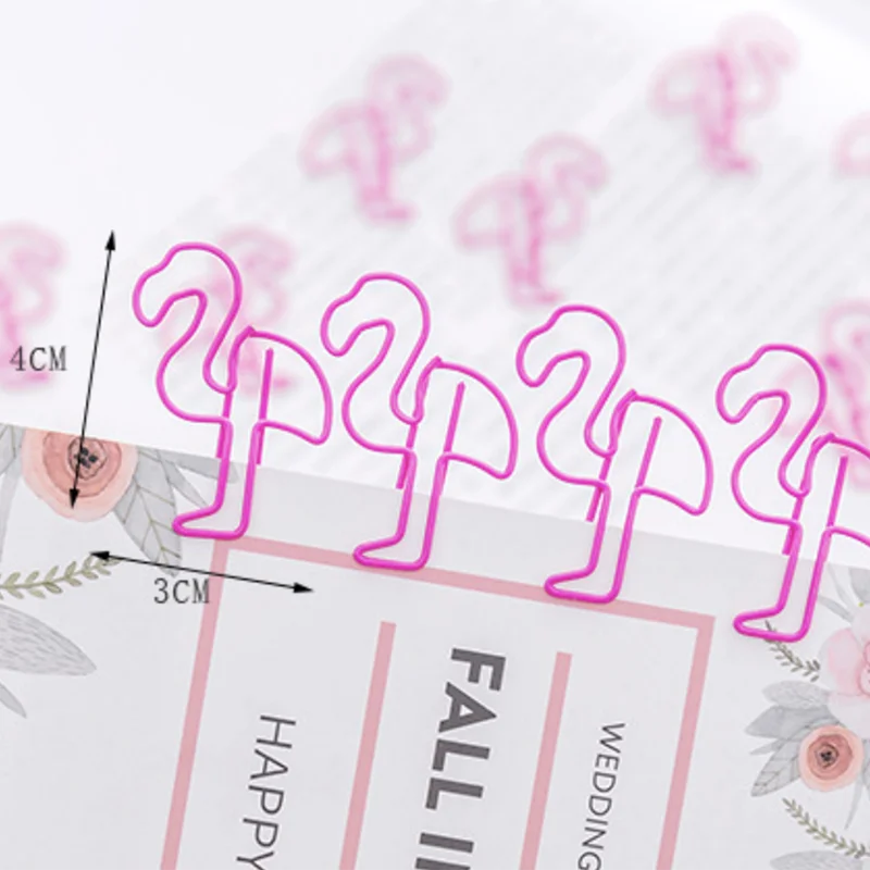 10 шт./лот кавайные металлические зажимы в форме розового фламинго для девочек и