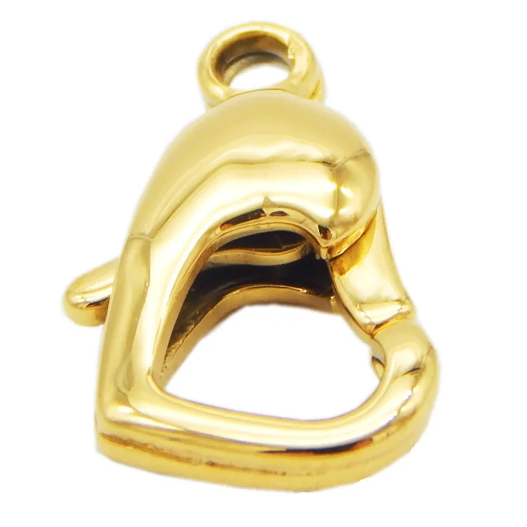 Застежки Лобстер из нержавеющей стали с золотым покрытием в форме сердца 15 мм х 8