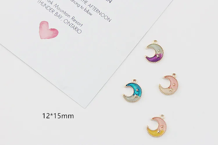 10 шт./лот модные эмалевые Подвески MRHUANG золотого цвета в форме Луны подвески