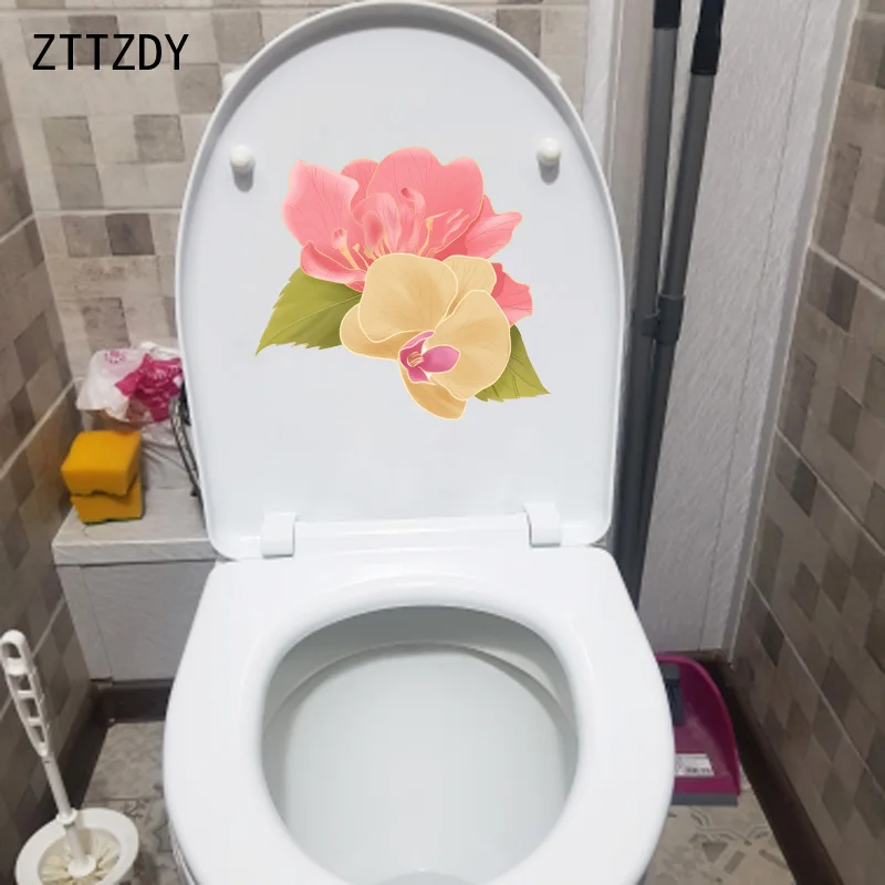 ZTTZDY 24 2*22 4 см ручная роспись цветок лист унитаз Наклейка Декор для унитаза