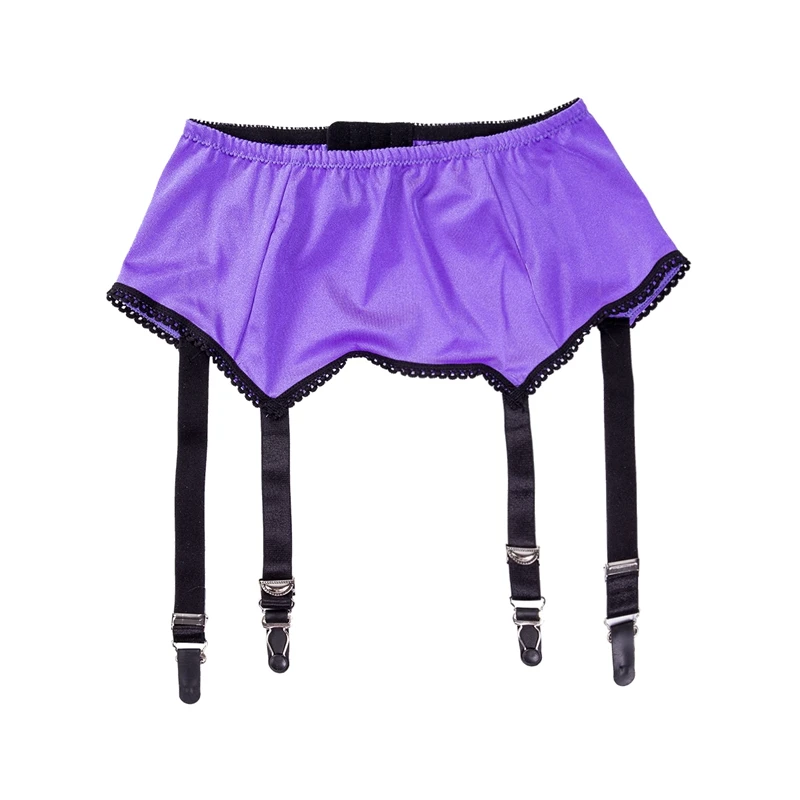 Purple NO Panties Сексуальное женское нижнее белье с высокой талией и эластичным сетчатым поясом для чулок с 4 металлическими пряжками размера плюс S-XXL(без трусиков - Цвет: Purple NO Panties