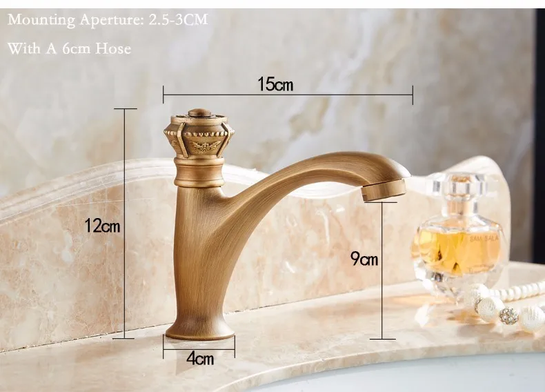 

Houmaid Time limited Bathroom Accessories Antique Cold Water Single Handle Single Hole Basin Brass Deck Mounted Taps