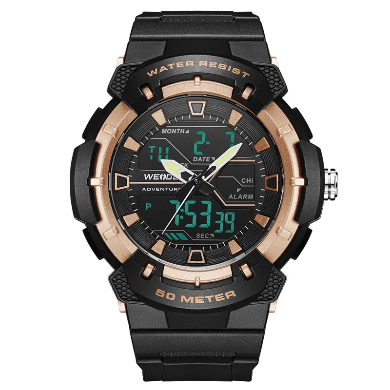 WEIDE военные мужские спортивные часы кварцевые часы мужские спортивные цифровые наручные часы армейские часы 50 метров Водонепроницаемость Eloj Hombre - Цвет: WA3J8008-5C
