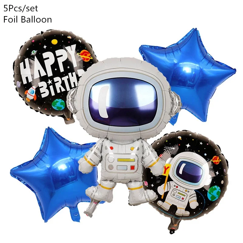 5pcs set2 Космического пространства вечерние астронавт ракеты Фольга воздушные шары галактика Солнечная Системы тема мальчик декор для детского дня рождения подарок на вечеринку в честь рождения ребенка игрушки - Цвет: 5pcs set2