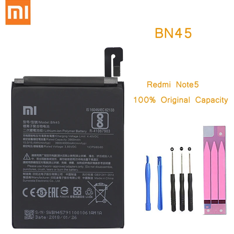 Телефон батарея для Redmi Note 5 батарея Xiaomi hongmi Note5 Pro BN45 Замена батареи+ посылка красный рис bateria