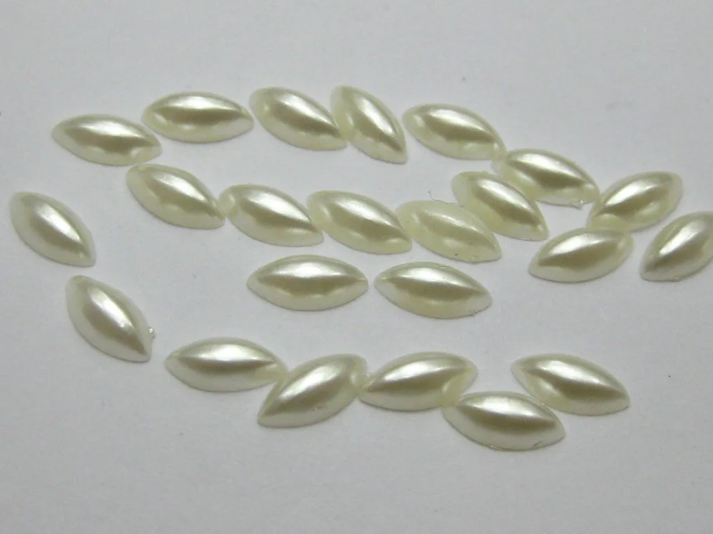 

1000 Ivory Horse Eye Half Pearl Bead 4X8mm Flat Back Scrapbook Craft