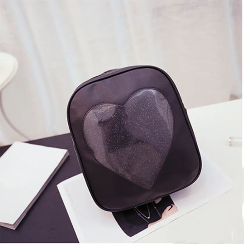 Женский рюкзак карамельного цвета U кожаный прозрачный в форме сердца Kawaii