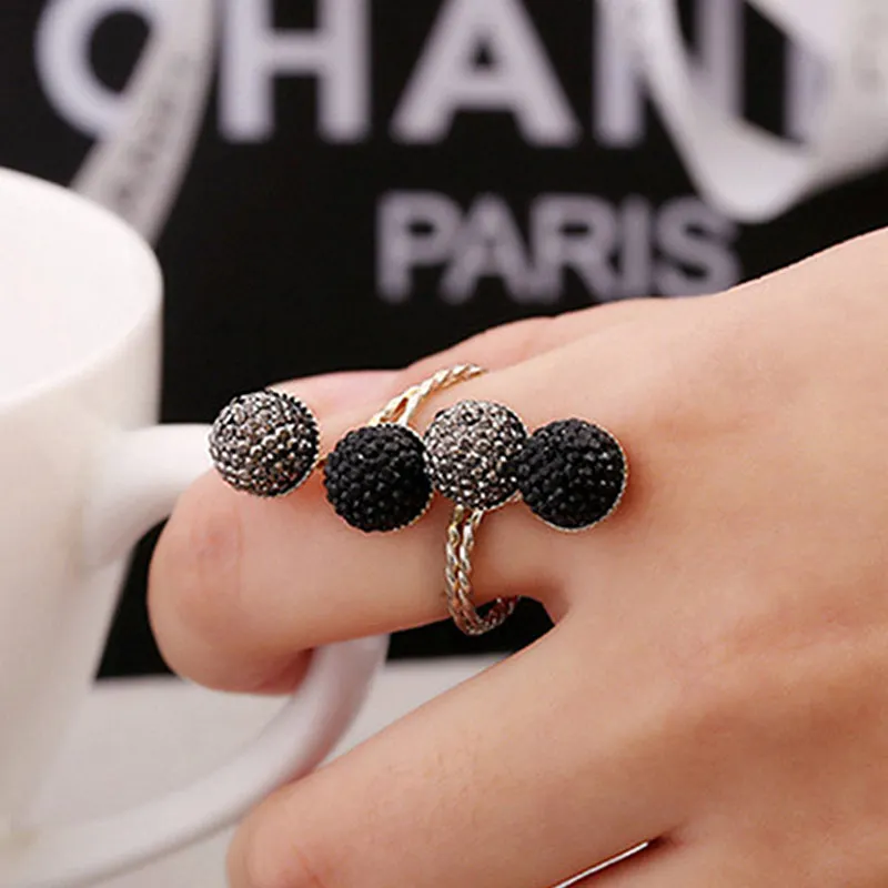 Crystal Black Party Open 1PC Knuckle Finger Midi Rings Rhinestone Punk Adjustable Beautiful Rings Girls Exquesite Opening Gold