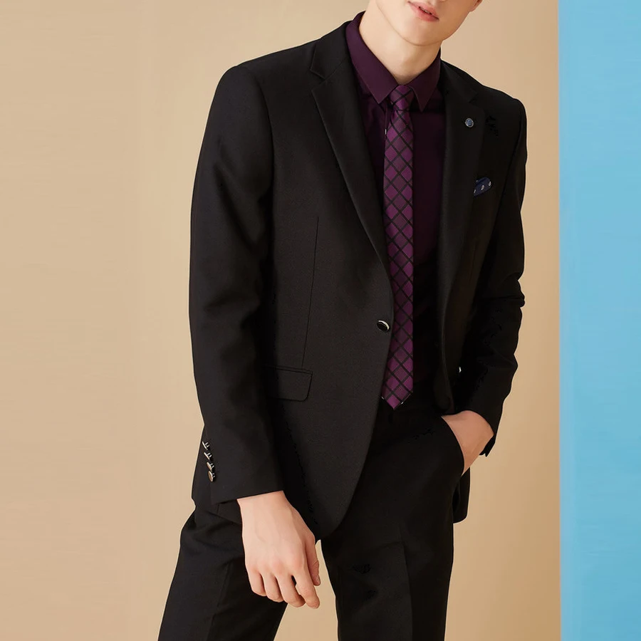Черный блейзер мужской деловой костюм свадебное платье смокинг жениха костюмы
