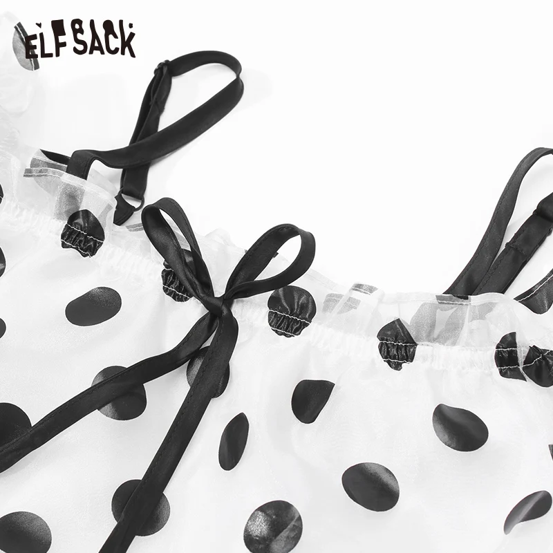 Женская блузка с открытыми плечами ELF SACK белые шифоновые блузки в горошек