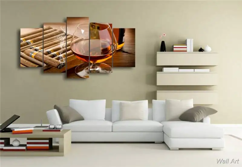 Hd Printed Wine And Cigars Painting Canvas Print Room Decor Poster Picture Free Shipping -92807-YP |