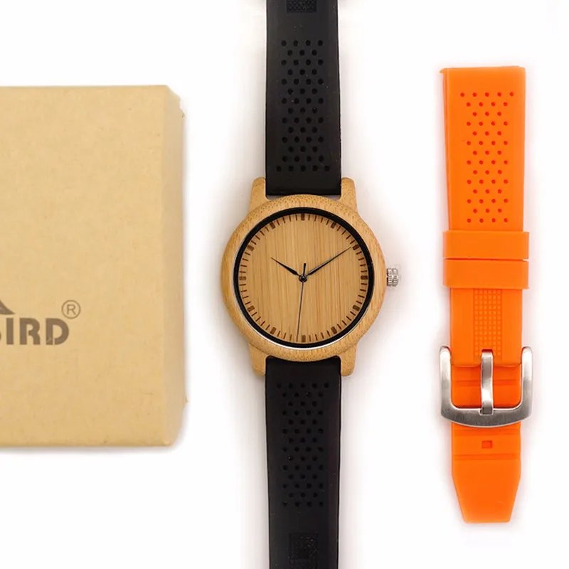 

erkek kol saati Wood Watches Men Women BOBO BIRD With Silicone Straps Quartz Movement Wristwatch in gifts Box