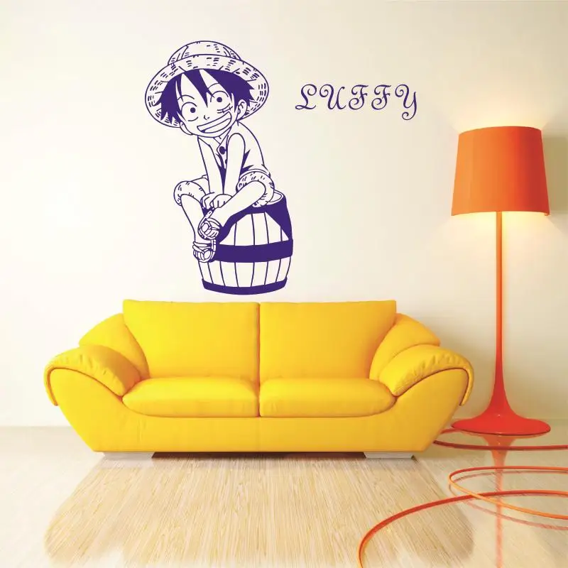 Цельный Луффи WallDecal Комиксы и анимация Стикеры переводная виниловая настенная