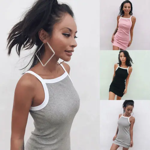 Новинка 2018 модное женское летнее Повседневное платье без рукавов на бретельках