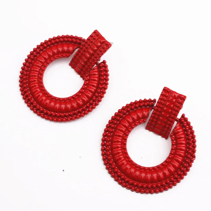 E167red Новое поступление, большие Винтажные серьги для женщин, золотые геометрические массивные серьги, металлические серьги, Висячие модные ювелирные изделия, тренд - Окраска металла: E167red