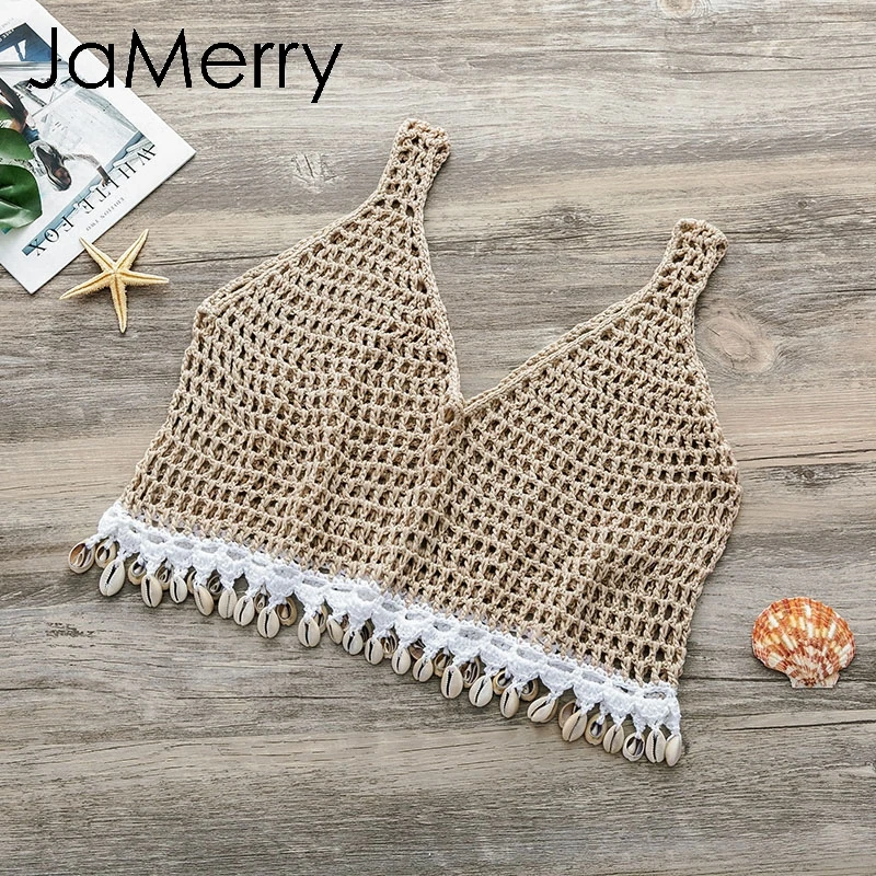 Винтажные Топы ручной работы JaMerry женская накидка летняя вязаная кофта с