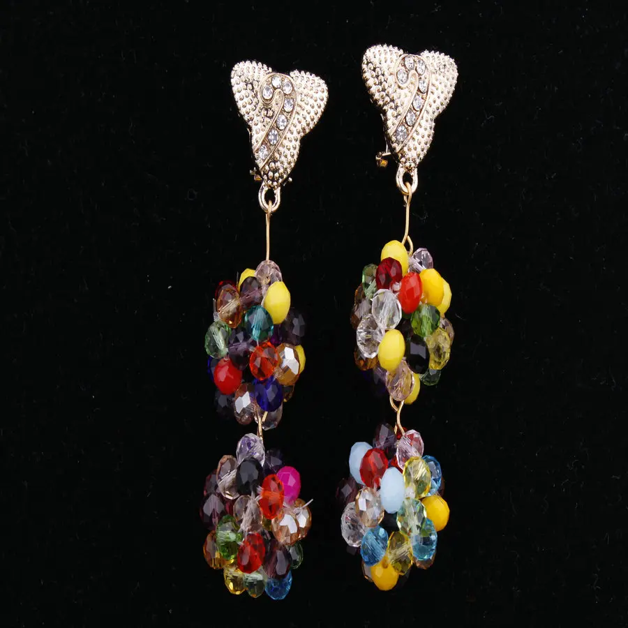 Женские серьги ручной работы из блестящего красного золота свадебные для