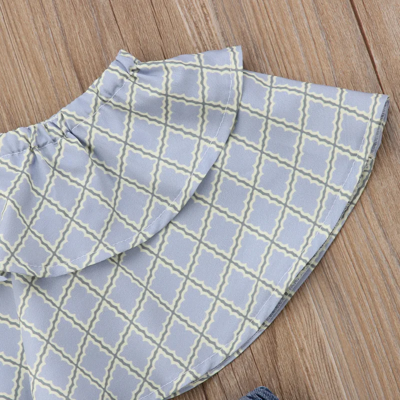 Топ и штаны для девочек синие джинсовые комплекты из 2 предметов жилет с