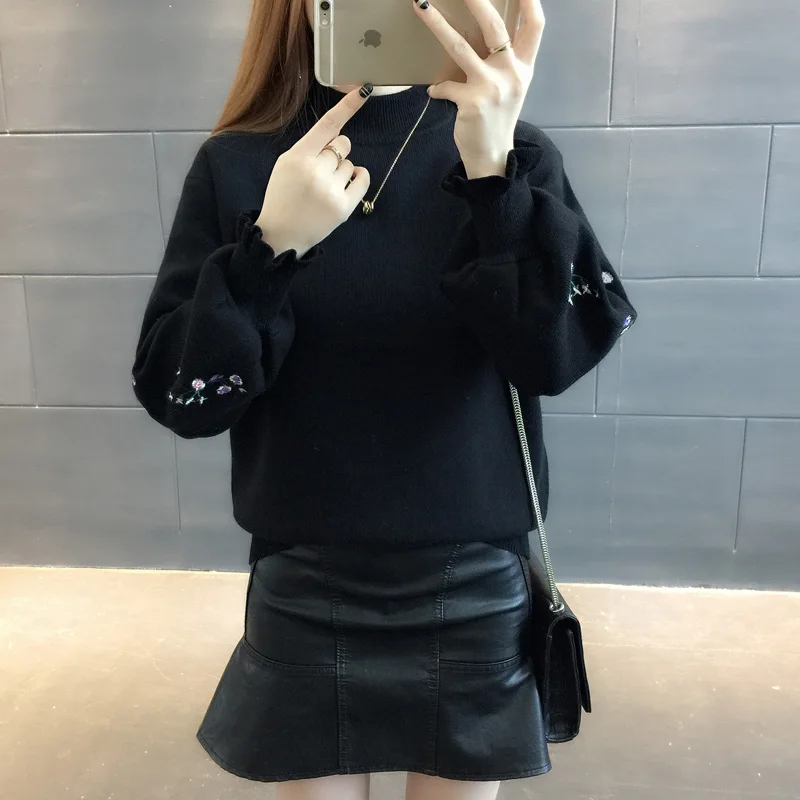 2016 новинка Женский пуловер Теплый осенне-зимний свитер Однотонный женский