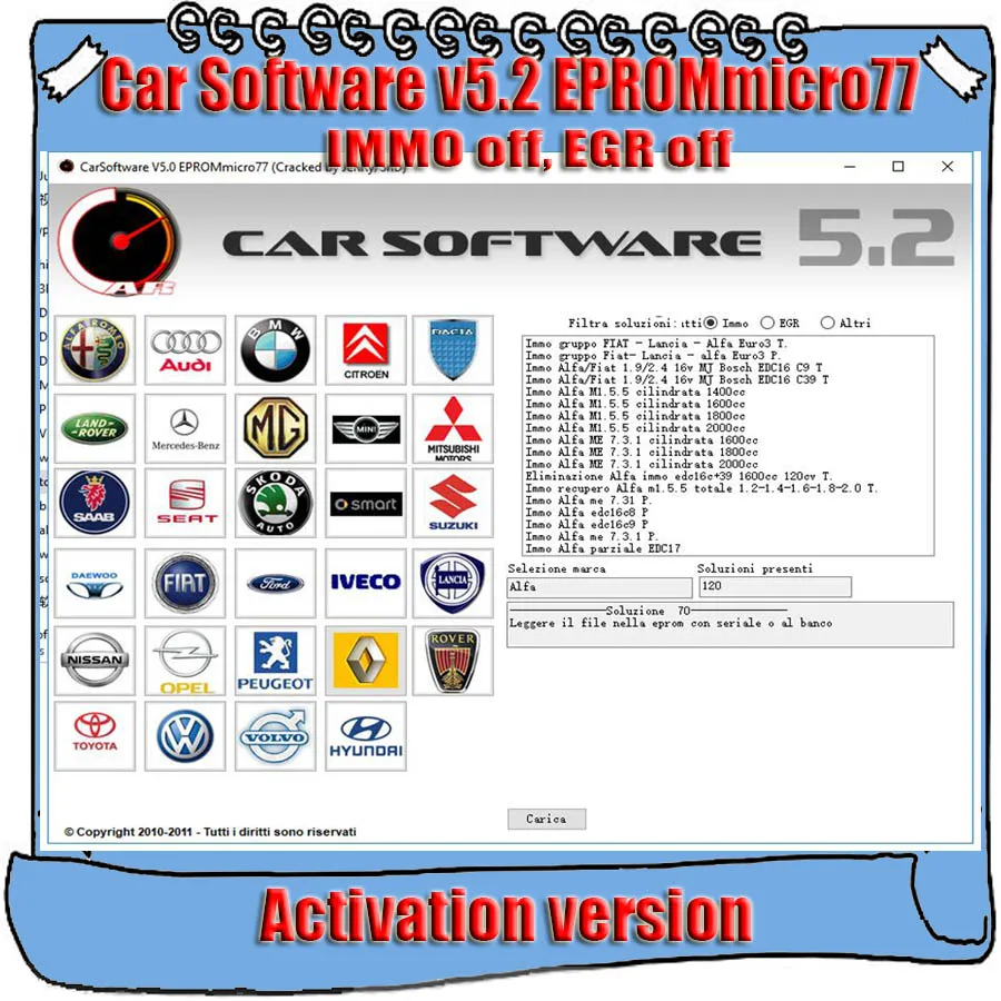 Автомобильное программное обеспечение V5.2 EPROMmicro77 CarSoftware активации 5,2(Immo Off, EGR Off и Hot Start Fix Tool
