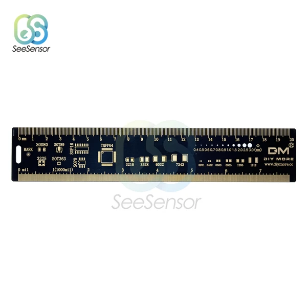 20cm 4 см, 15 см, 20 см, 25 см, многофункциональная линейка PCB для электронных инженеров, для гиков, производителей, для фанатов Arduino, контрольная линейка PCB - Цвет: 20cm
