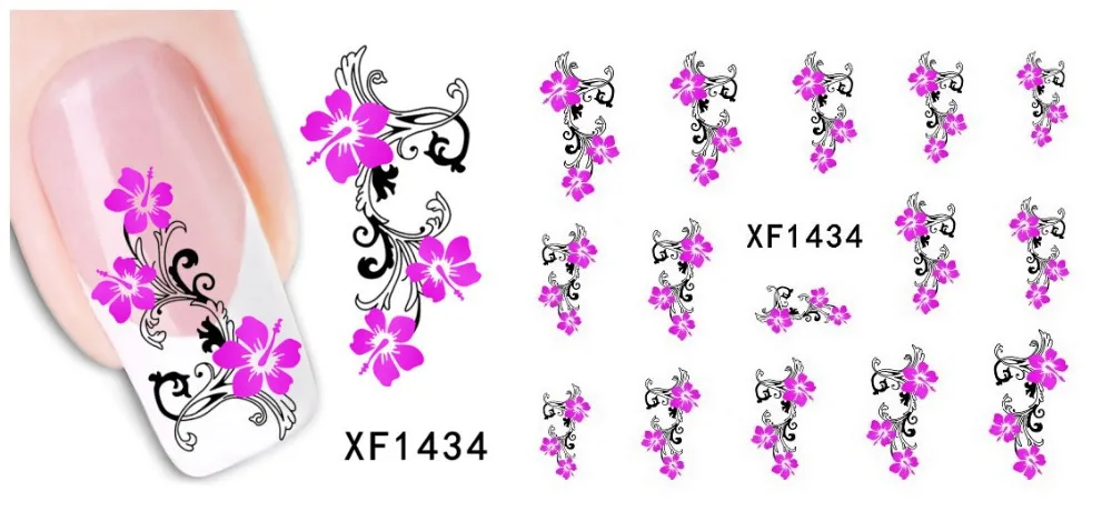 100 листов XF1422 XF1469 ногтей цветок воды транфер стикер Красота фольга для