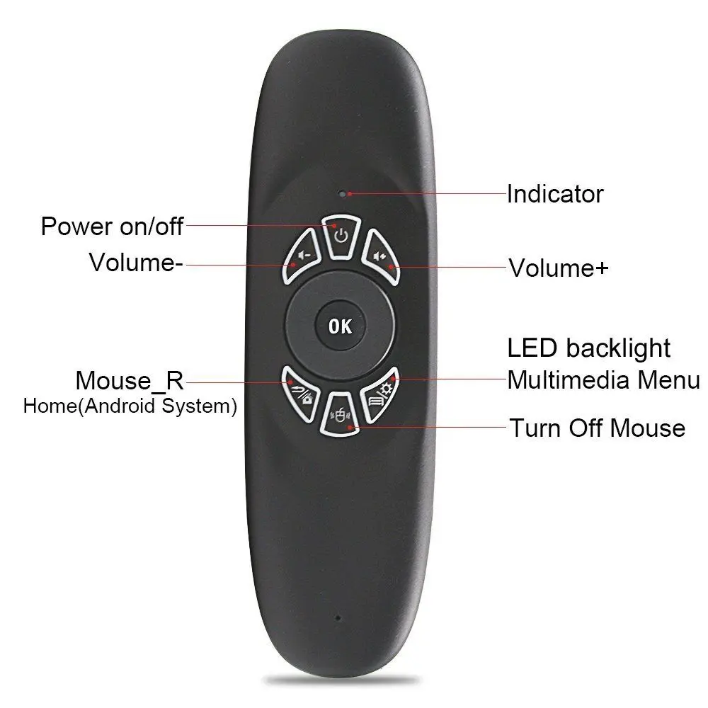 Оригинальная мини клавиатура C120 Air mouse с гироскопом и пультом дистанционного