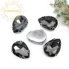 Хит продаж! Стразы стеклянные, в форме капли воды, с зажимом D-SHAPE, для самостоятельного изготовления свадебного платья и обуви