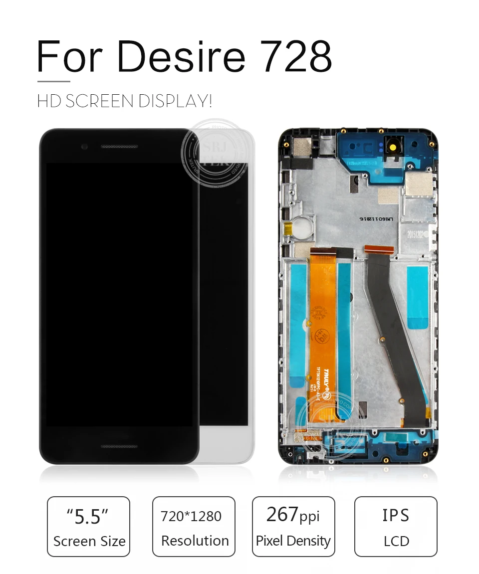 Для htc Desire 728 ЖК сенсорный экран с рамкой для htc Desire 728 дисплей дигитайзер Запасные части 728G 728w