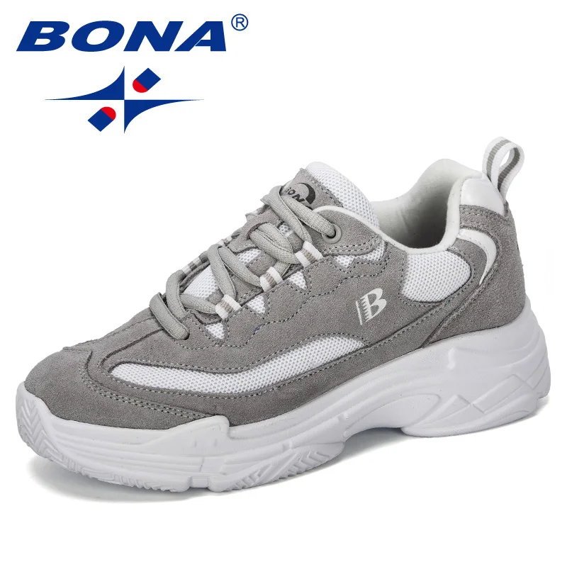 White light gray BONA/Новинка года; дизайнерские массивные кроссовки; Женская Вулканизированная обувь; Повседневная модная обувь для папы; удобная спортивная обувь на платформе; Femme Krasovki - Цвет: White light gray