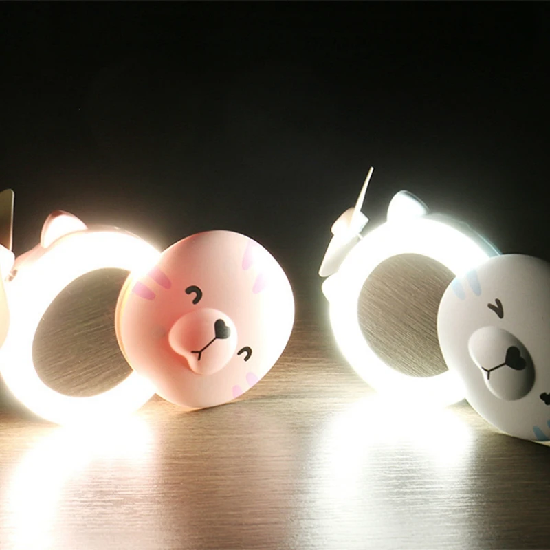 Usb мини вентилятор для макияжа Led зеркало Перезаряжаемый охлаждающий портативный