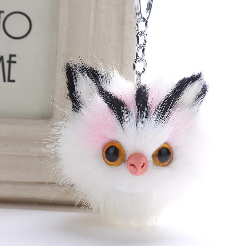 2018 Fluffy Rabbit Fur Toys Cat Ear Keychains Multicolor Key Chain For Woman Bag ring Child Gifts New Arrivals | Украшения и