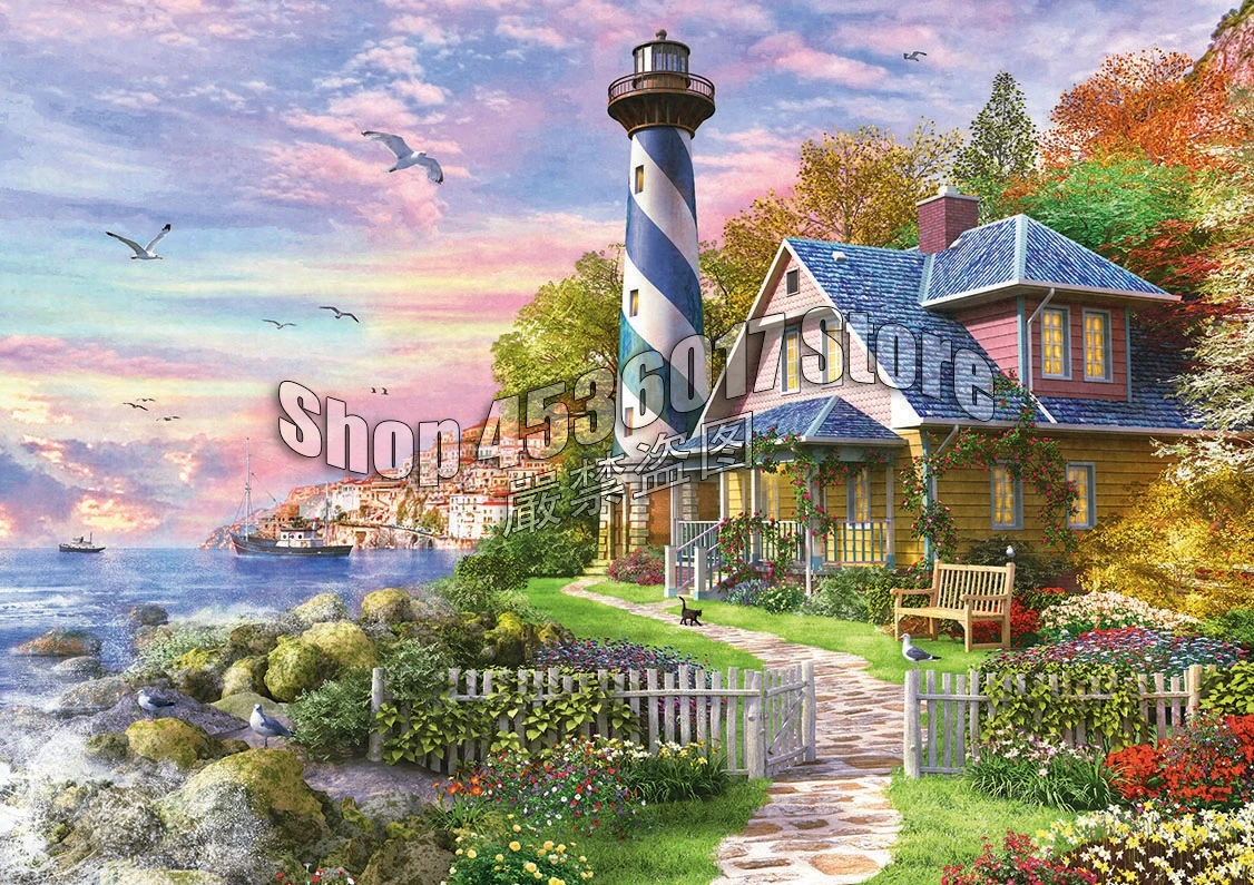 

Diamond Embroidery Beach Lighthouse at Rock Bay landscape DIY Diamond Painting Mosaic Rhinestone Sale Home Decor Gift Christmas