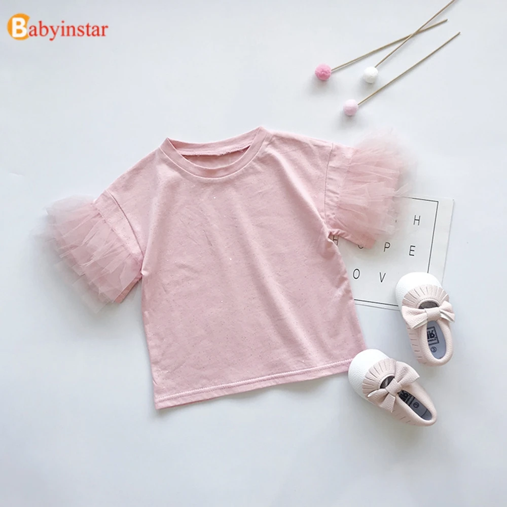 Babyinstar/Детские комплекты, футболка для девочек+ кружевное джинсовое платье принцессы 2 предмета, Изысканная одежда для девочек летняя одежда для маленьких девочек