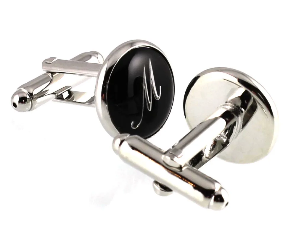 Мужские Запонки с надписью Капитал Sunnylink серебристо-черные запонки M3233 15 мм M N O P Q R