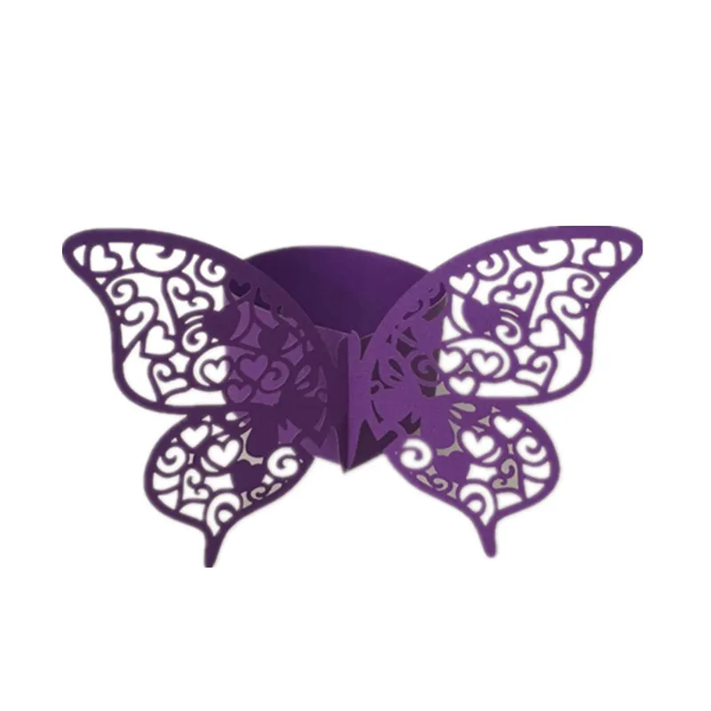 100PCS Butterfly Shape Wedding Napkin Ring Holder Pearl Paper Serviette Buckle Rond De Mariage Table Decoration | Дом и сад