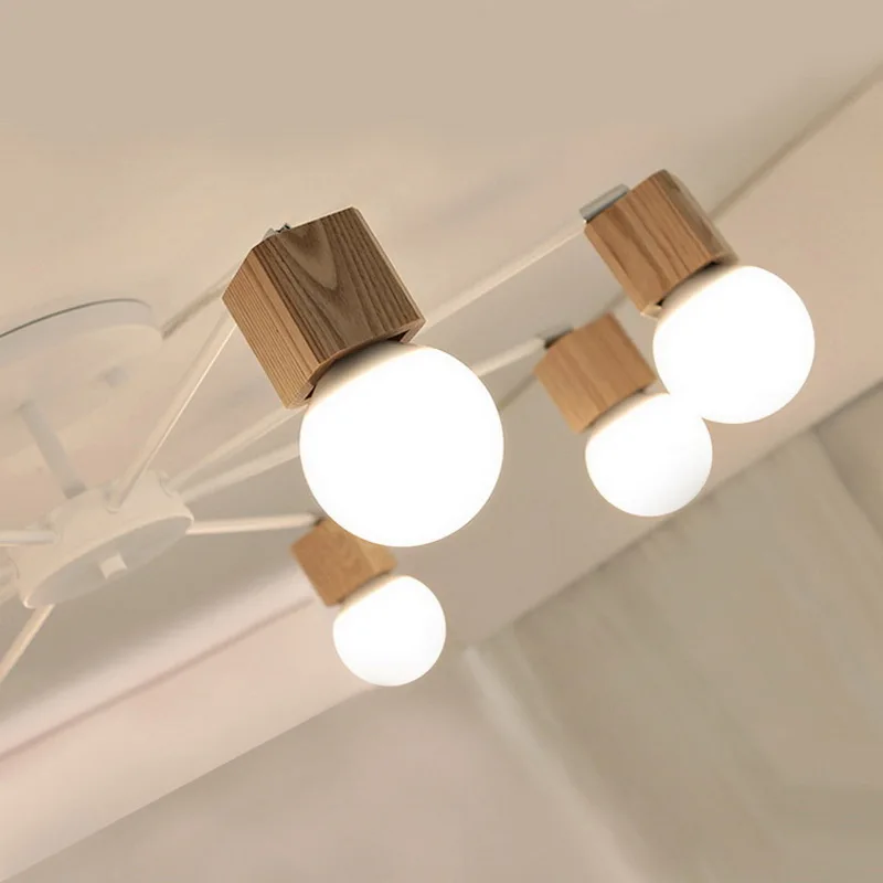 

Nordic Home Dec Wooden Living Room Ceiling Light Creatiive Loft Light Bedroom Cafe Brief Light With Led Bulbs Free Shipping
