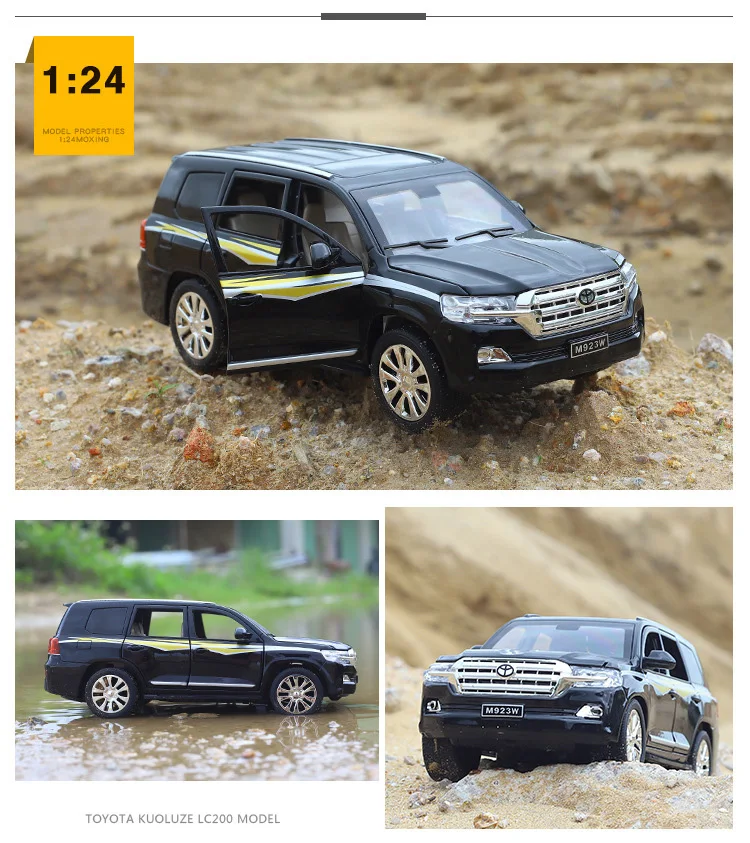 Горячая 1:24 масштабные колеса toyota SUV автомобиль металлическая модель с светильник и звуком ORV Land Cruiser литье под давлением автомобиль вытяжной назад игрушки коллекция