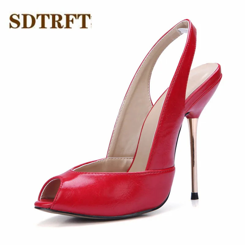 

SDTRFT Multicolor Stiletto Crossdresser Sandals Sexy 12cm Thin heels ladies wedding shoes woman Open Toe Slingbacks pumps 35-43