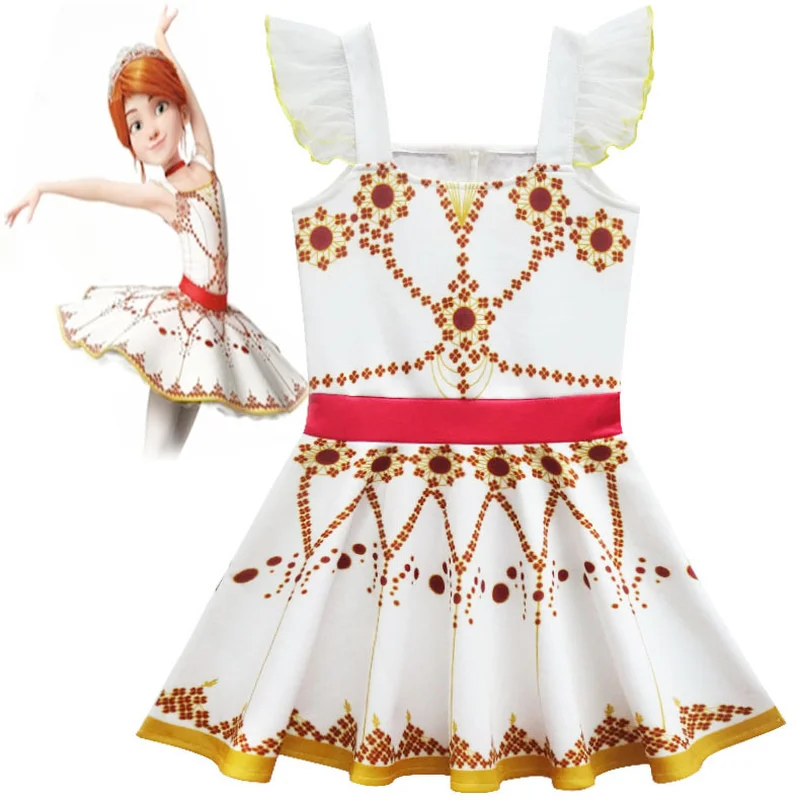 2019 New Movie Ballerina Felicie Cosplay Costume for Girls Party Clothes Halloween Kids dancing christmas dress girl | Детская одежда и