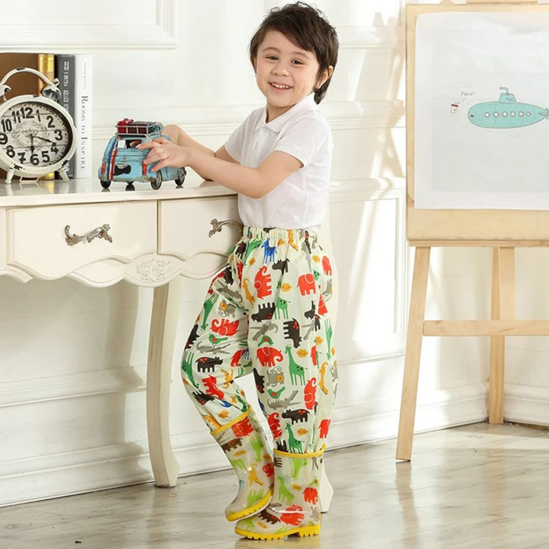 Детские непромокаемые штаны из полиэстера для мальчиков и девочек цвет розовый