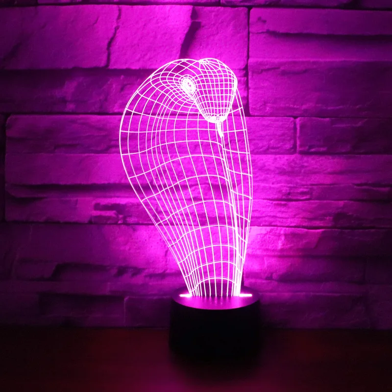 3D LED ночник Змея с 7 видов цветов свет для украшения дома лампа потрясающая