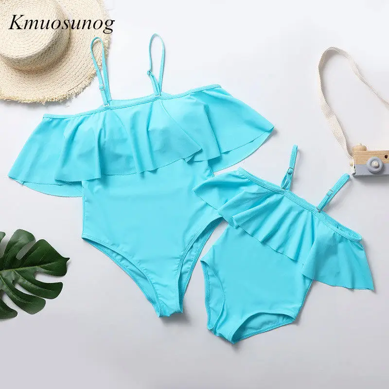 C0305 Blue Для мамы и дочки купальники Лето Семейные комплекты с принтом комплект купальников для мамы и дочки пляжное сексуальное бикини Одежда C0305 - Цвет: C0305 Blue