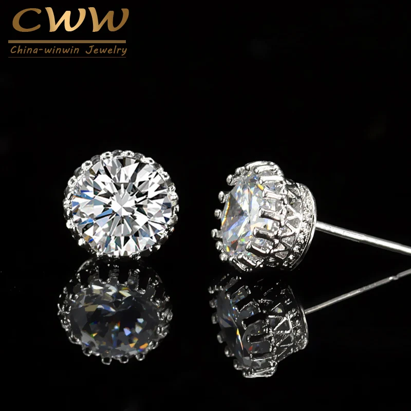 CWWZircons 11 цветов Мода 2020 круглый 8 мм белый AAA + кубический цирконий большие серьги