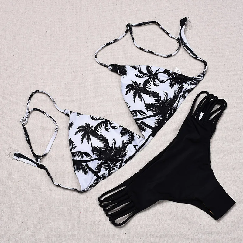 Women Swimsuit Sexy Push Up Bikini Print coconut tree Swimwear Beach Backyard Sunbathing bikini Set Maillot De Bion Bikinis |