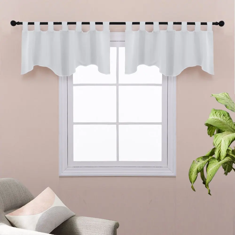 Grayish White NICETOWN затемненные зубчатые подзоры занавес Tab Top короткие естественные обработки окна для ванной комнаты кухни окна гостиной - Цвет: Grayish White