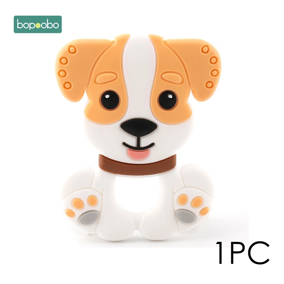 Orange Dog Bopobo, мини грызунок для собак, силиконовый, 15 мм, прорезыватель, бусины, маленькие грызуны, жемчуг, 0-12 месяцев, силиконовый, единорог, погремушка, детский Прорезыватель - Цвет: Orange Dog