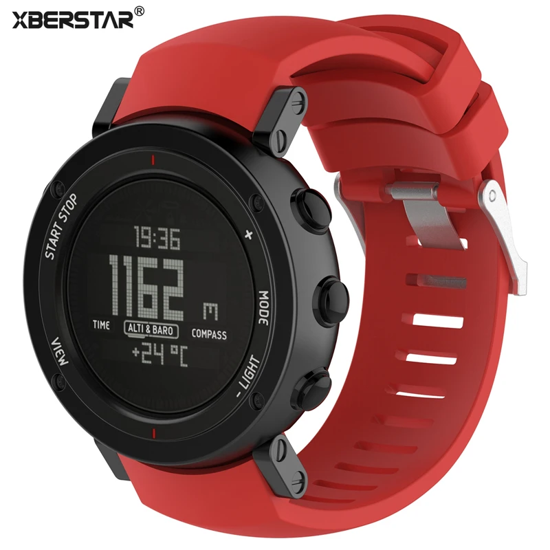 Сменный силиконовый ремешок для часов SUUNTO CORE ALU черный мультиспортивный с