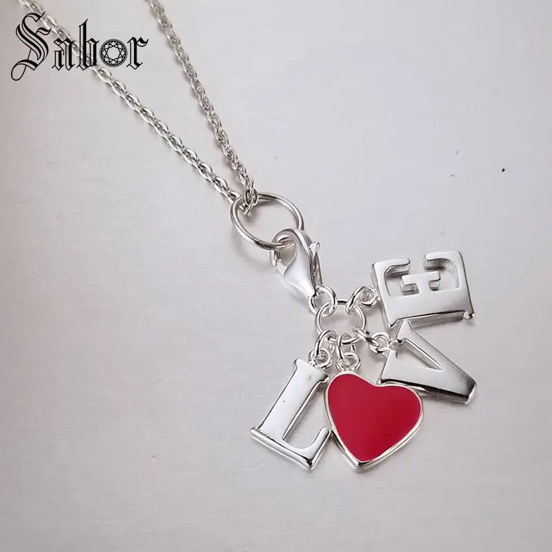 Модные серебряные подвески для браслетов с надписью LOVE и красным сердцем сделай