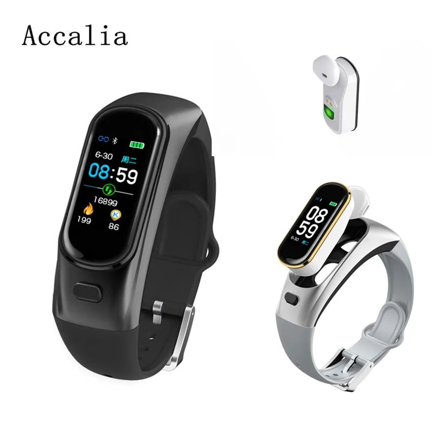 Bluetooth гарнитура Accalia H109 умный браслет с функцией напоминания пульсометр